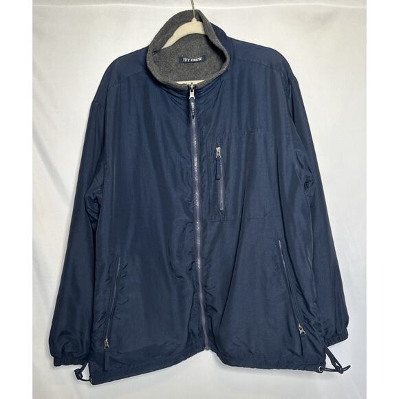 VTG Ivy Crew Men’s Softshell Windbreaker Raincoat Navy Size Large - Picture 1 of 9